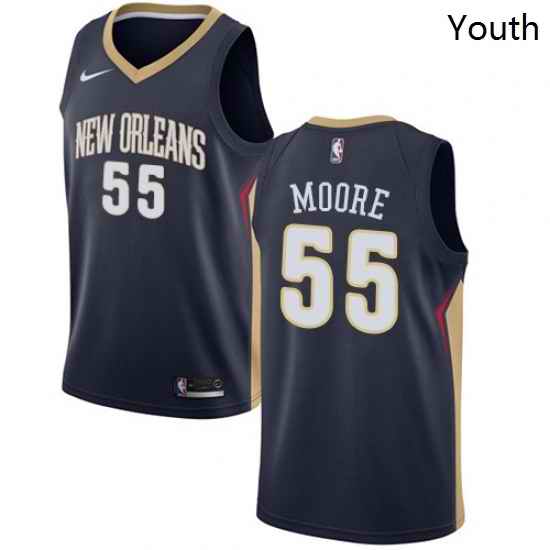 Youth Nike New Orleans Pelicans 55 ETwaun Moore Swingman Navy Blue Road NBA Jersey Icon Edition